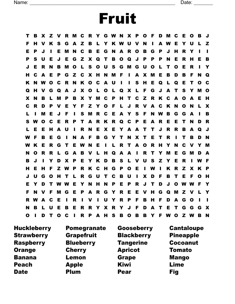 Fruit Word Search