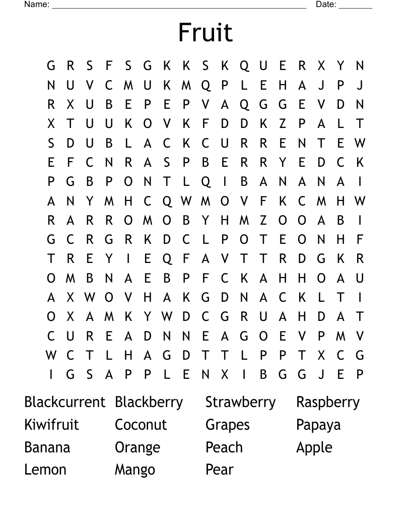 Fruit Word Search