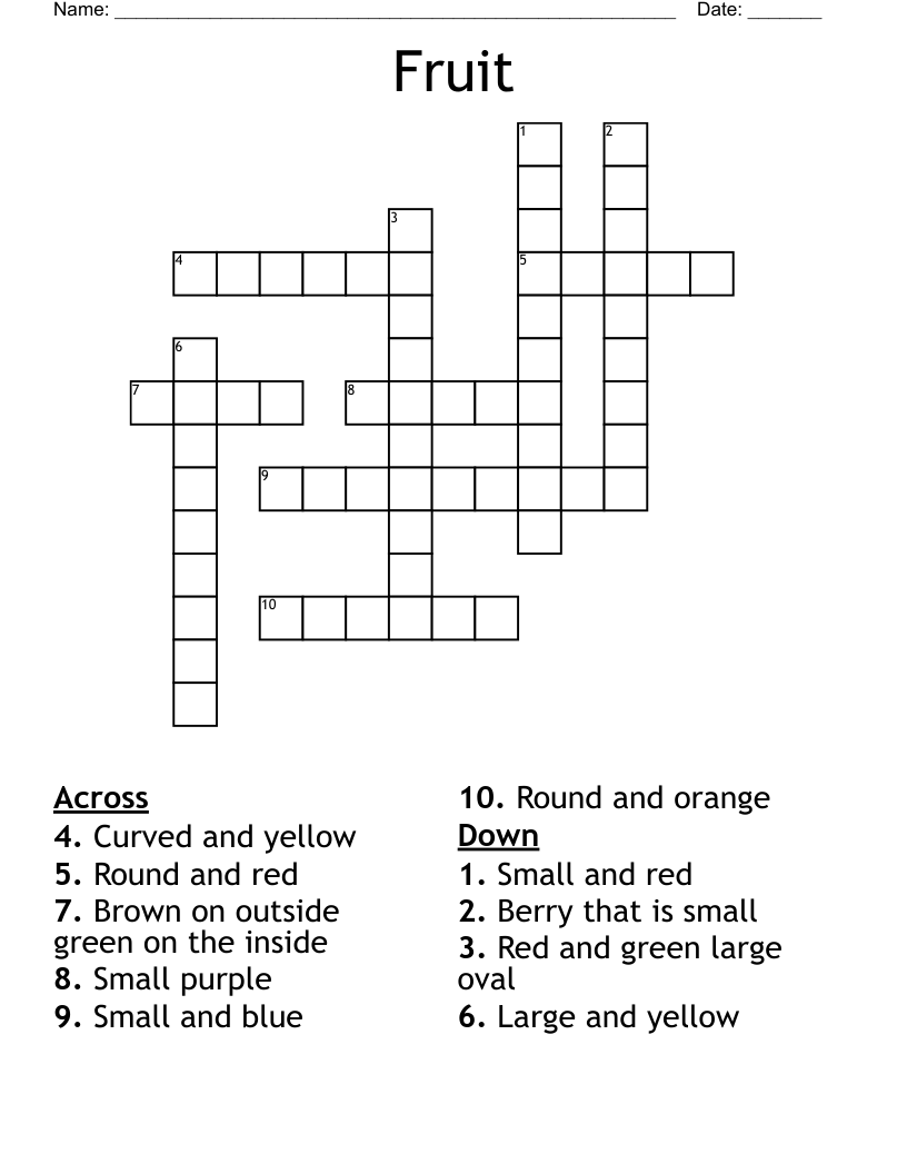 Fruit Crossword
