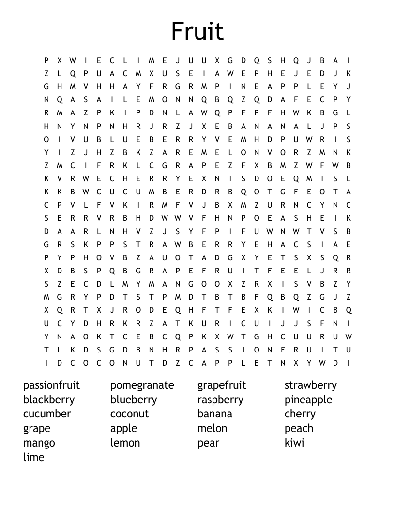 Fruit Word Search