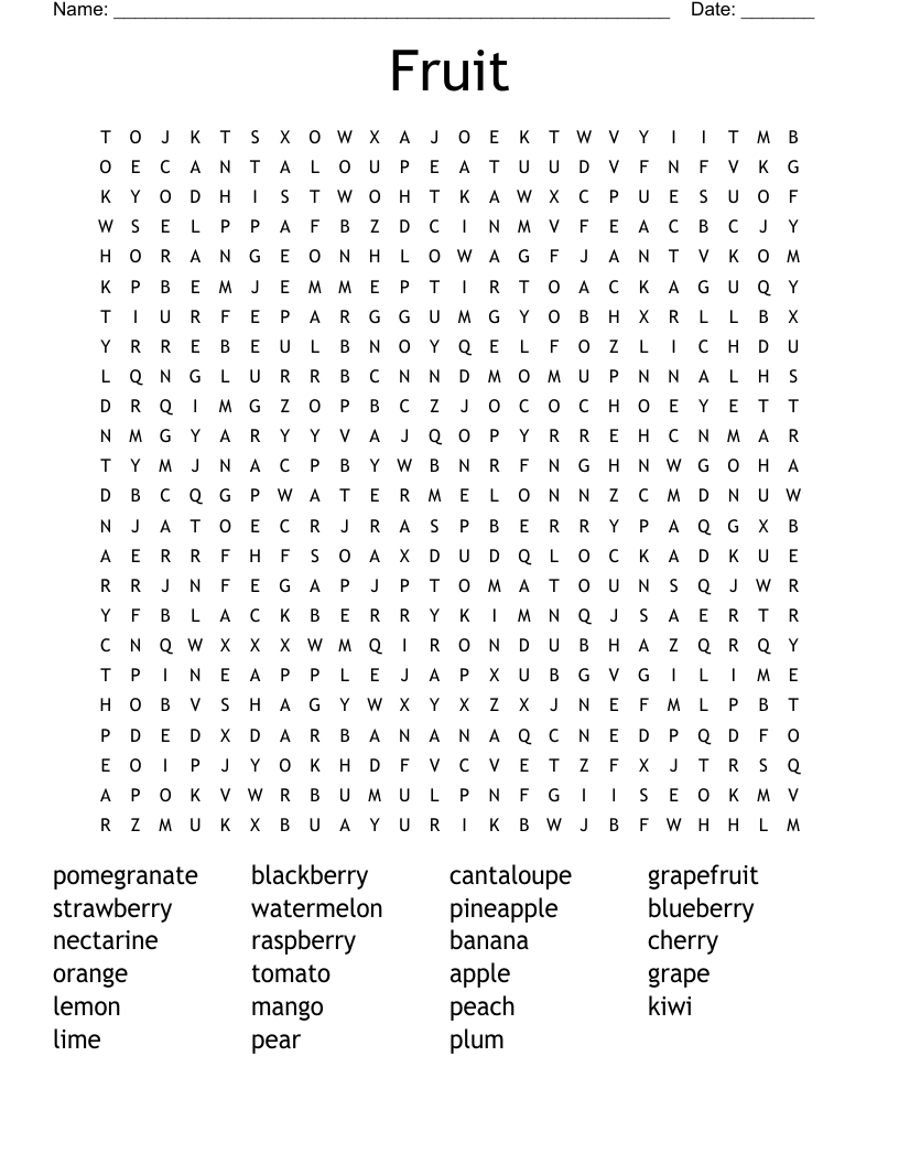 Fruit Word Search