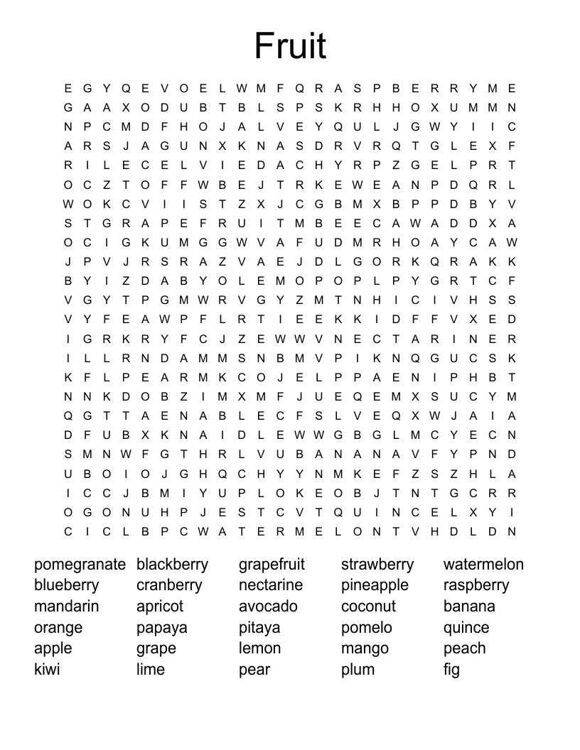 Fruit Word Search