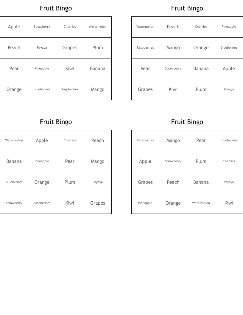 Fruit Bingo