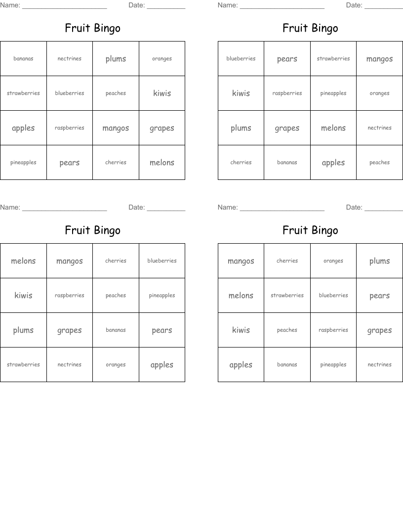 Fruit Bingo