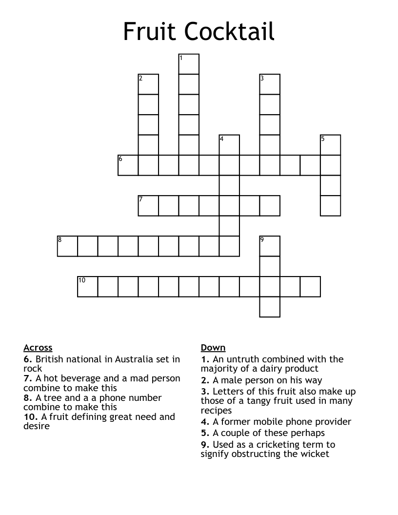 Fruit Cocktail Crossword