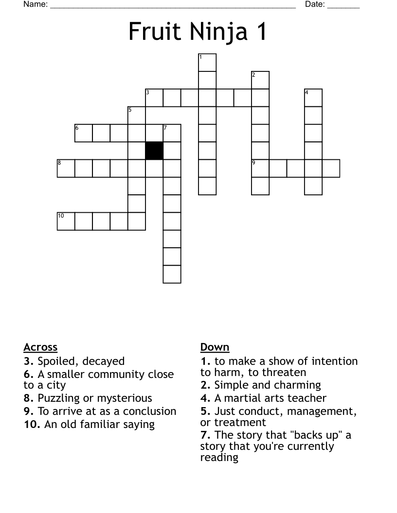 Fruit Ninja 1 Crossword