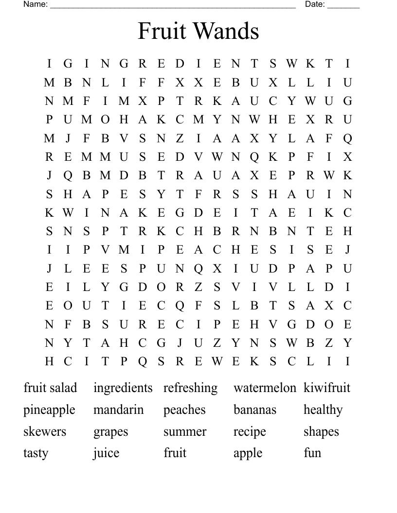 Fruit Wands Word Search