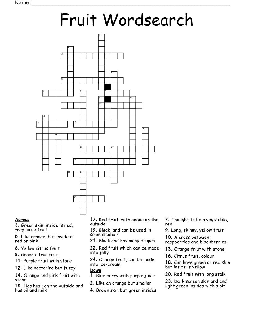Fruit Wordsearch Crossword