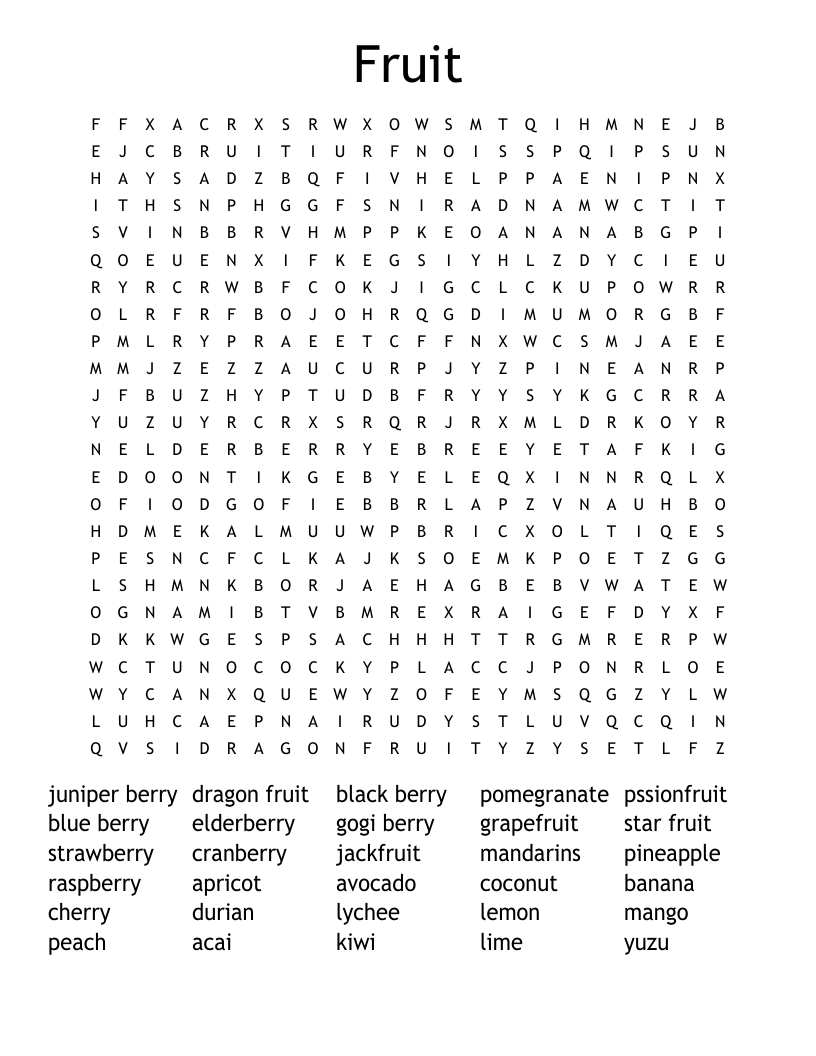 Fruit  Word Search
