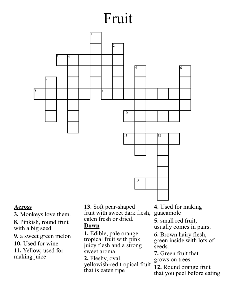 Fruit  Crossword