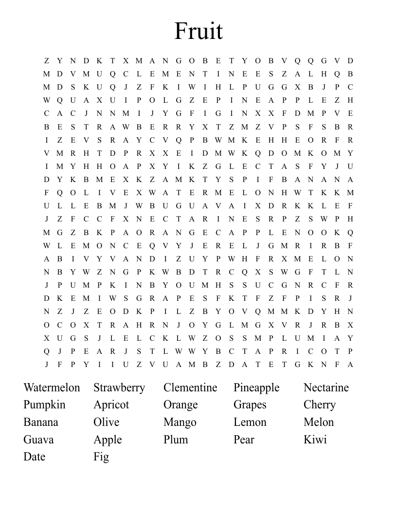 Fruit  Word Search