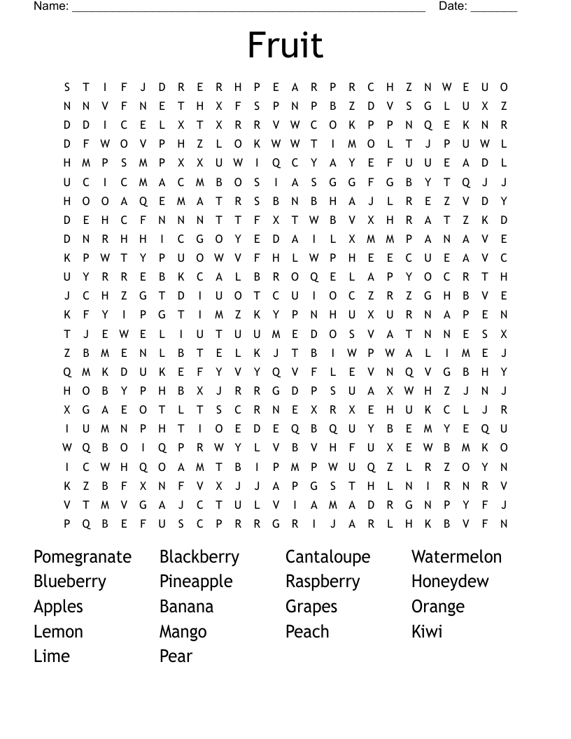 Fruit  Word Search