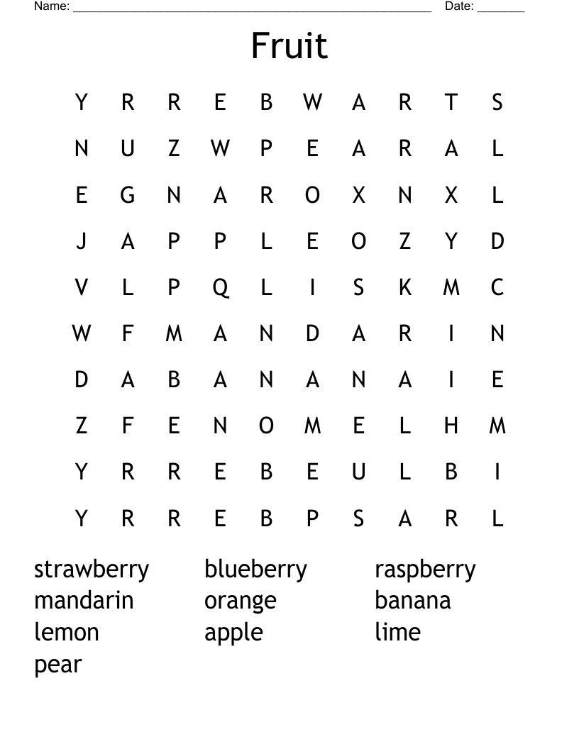 Fruit  Word Search
