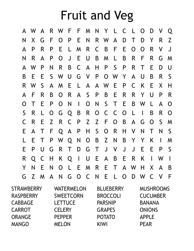 Fruit and Veg Word Search