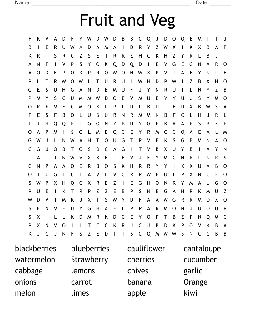 Fruit and Veg Word Search