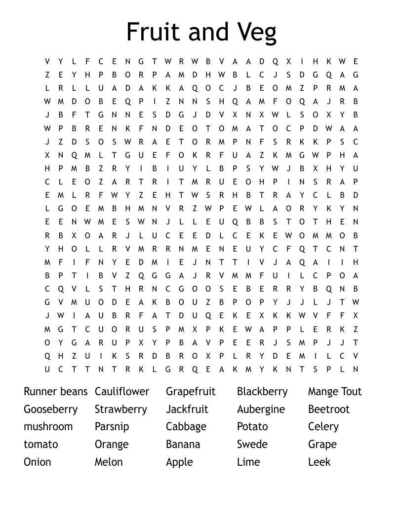 Fruit and Veg Word Search