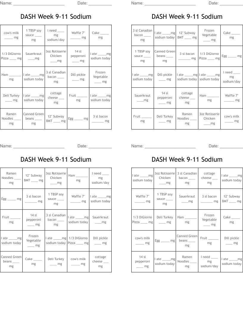 DASH Week 9-11 Sodium