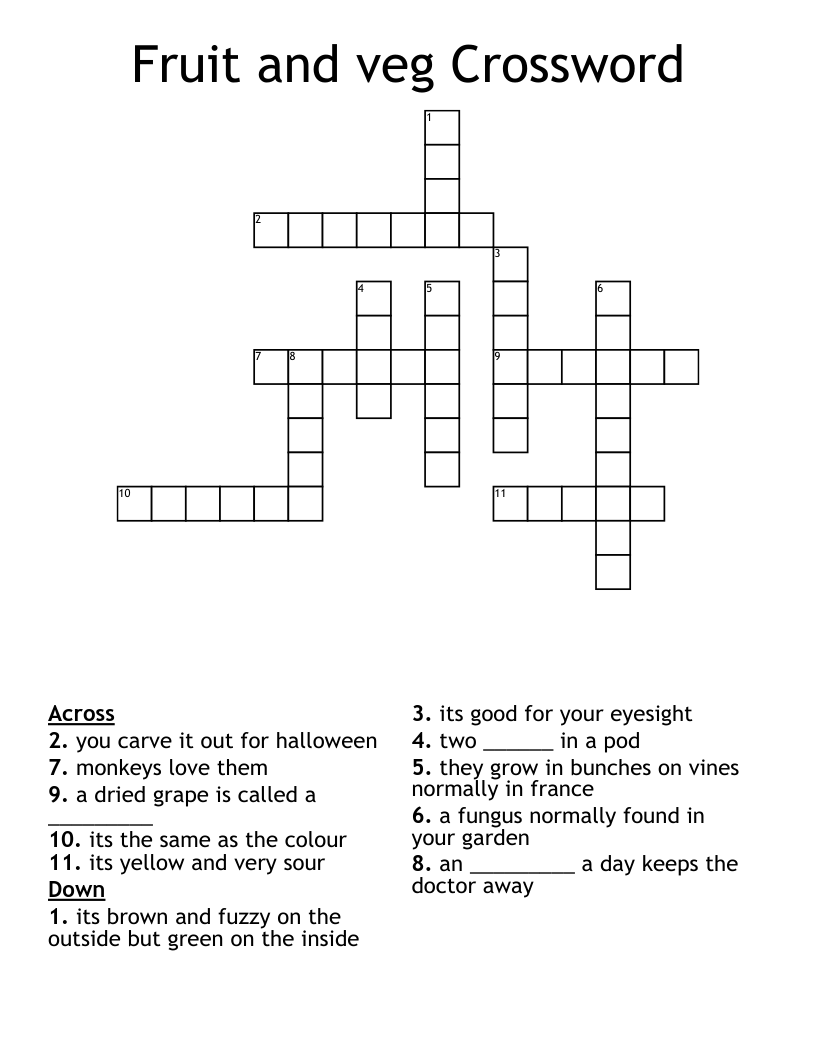 Fruit and veg Crossword
