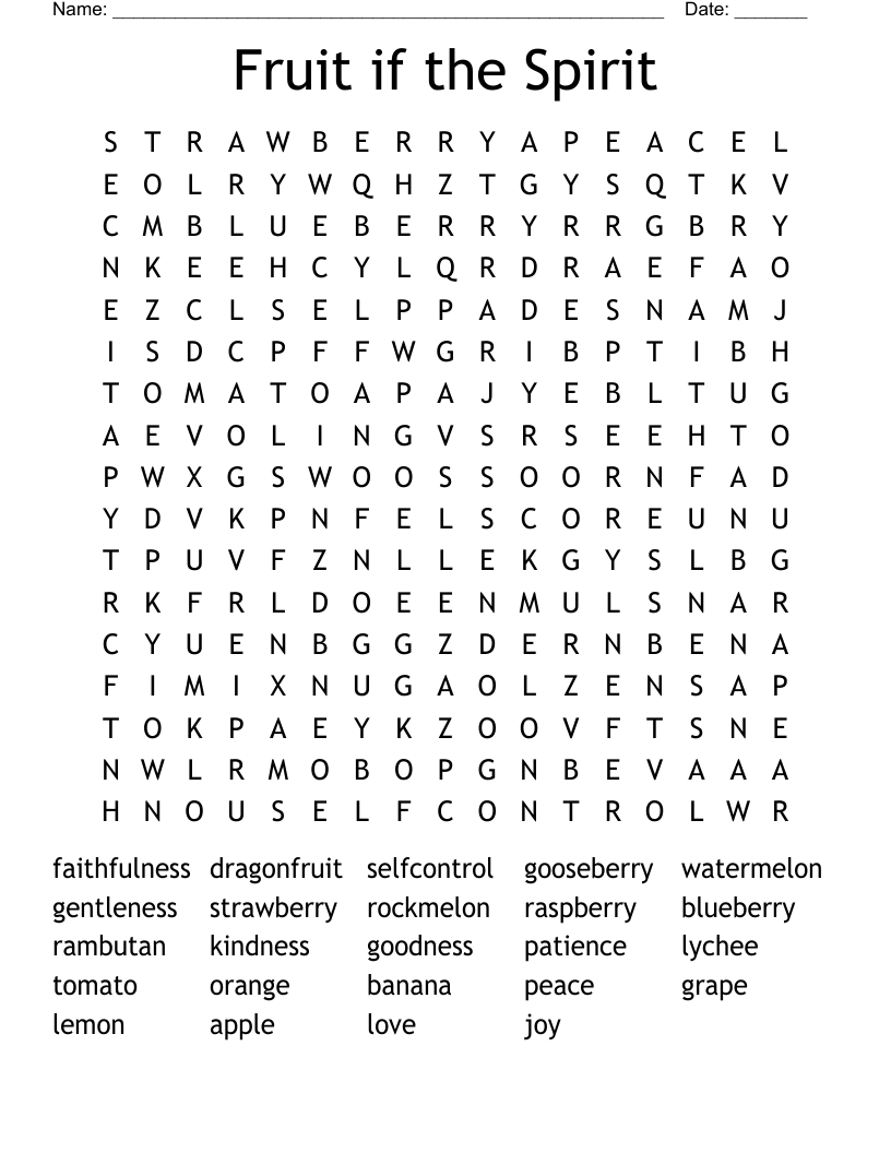 Fruit if the Spirit Word Search
