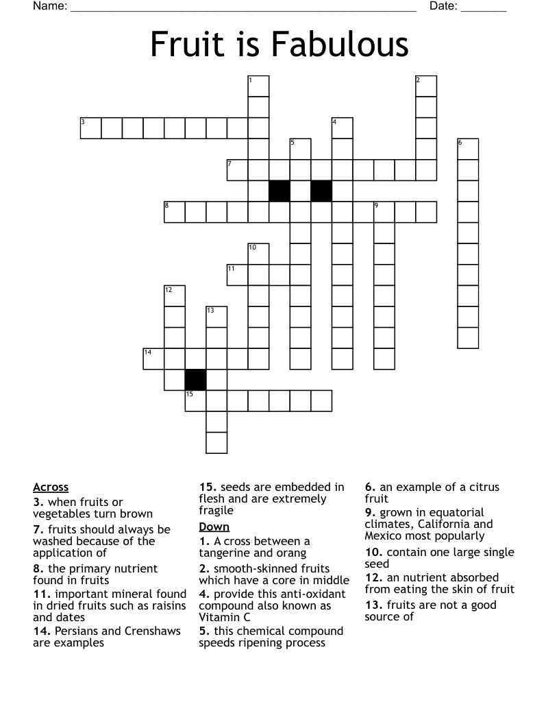 Fruit is Fabulous Crossword