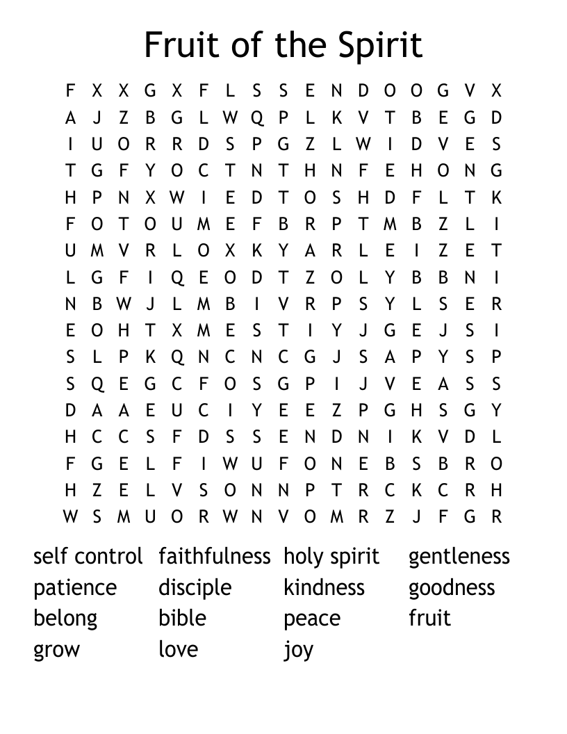 Fruit of the Spirit Word Search