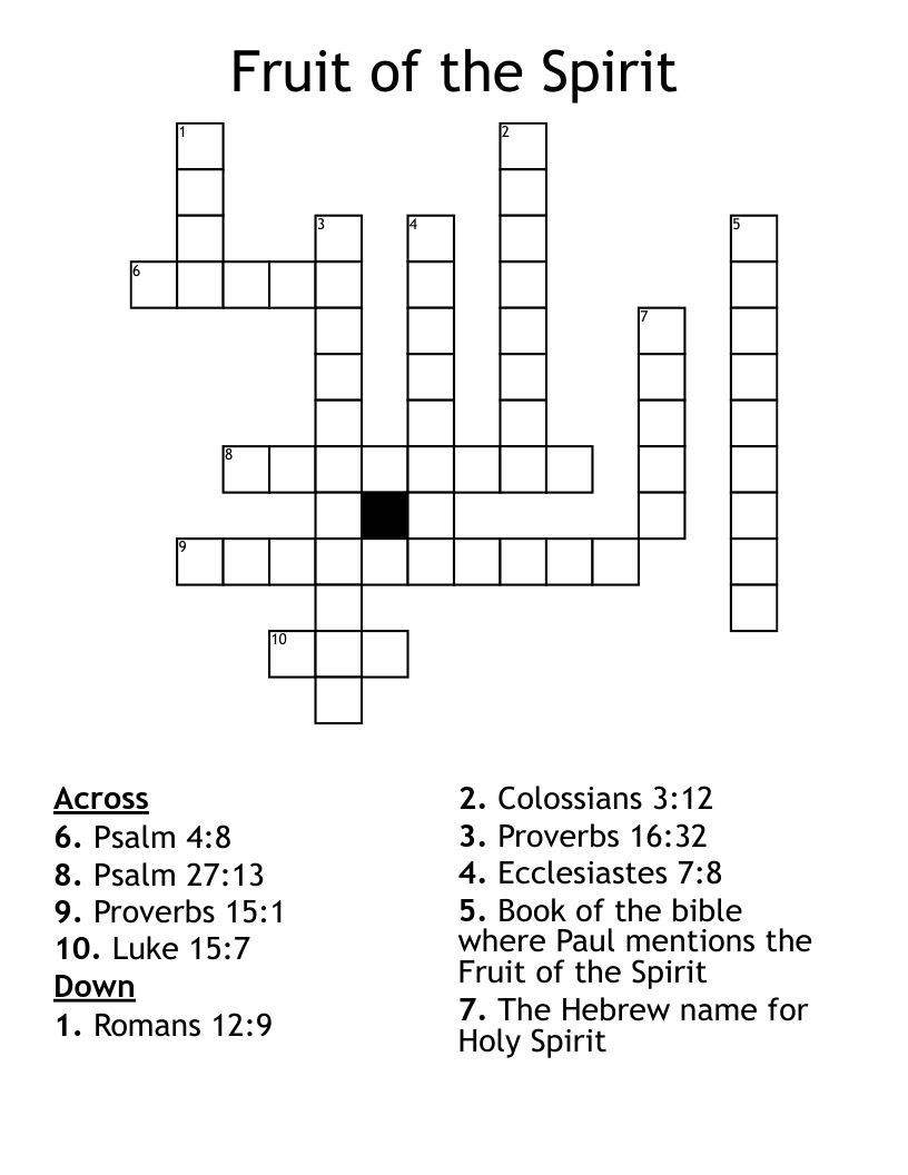Fruit of the Spirit Crossword