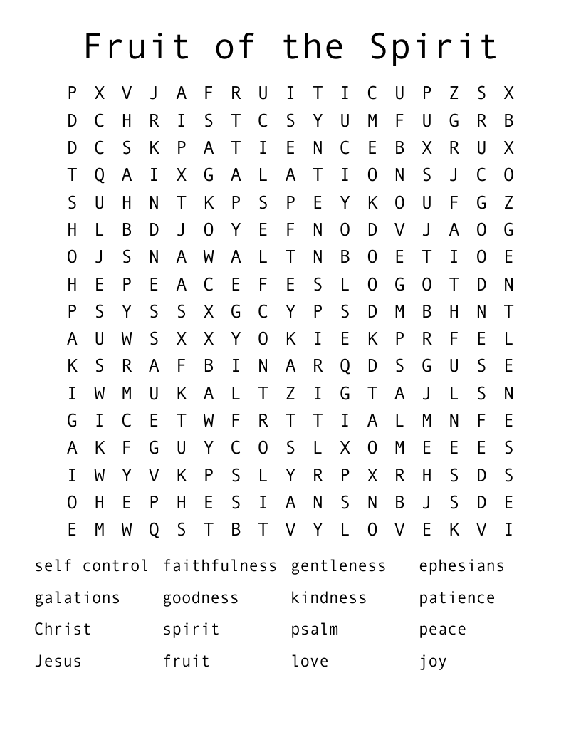 Fruit of the Spirit Word Search