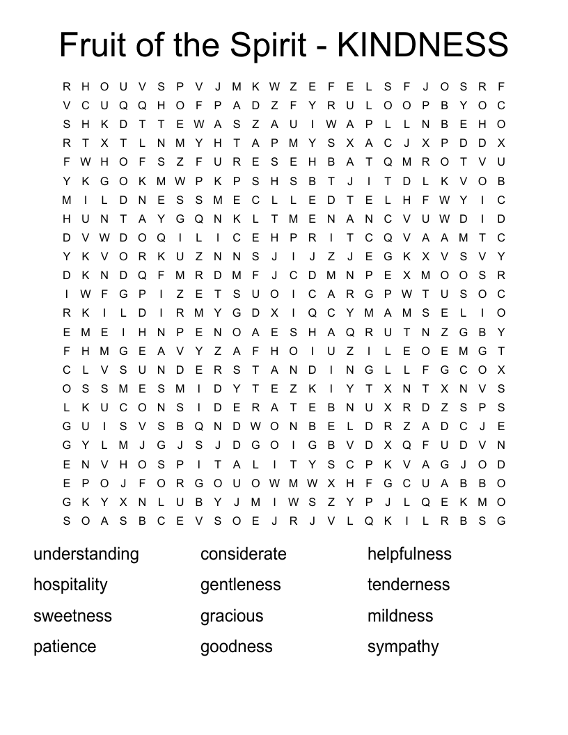 Fruit of the Spirit - KINDNESS Word Search