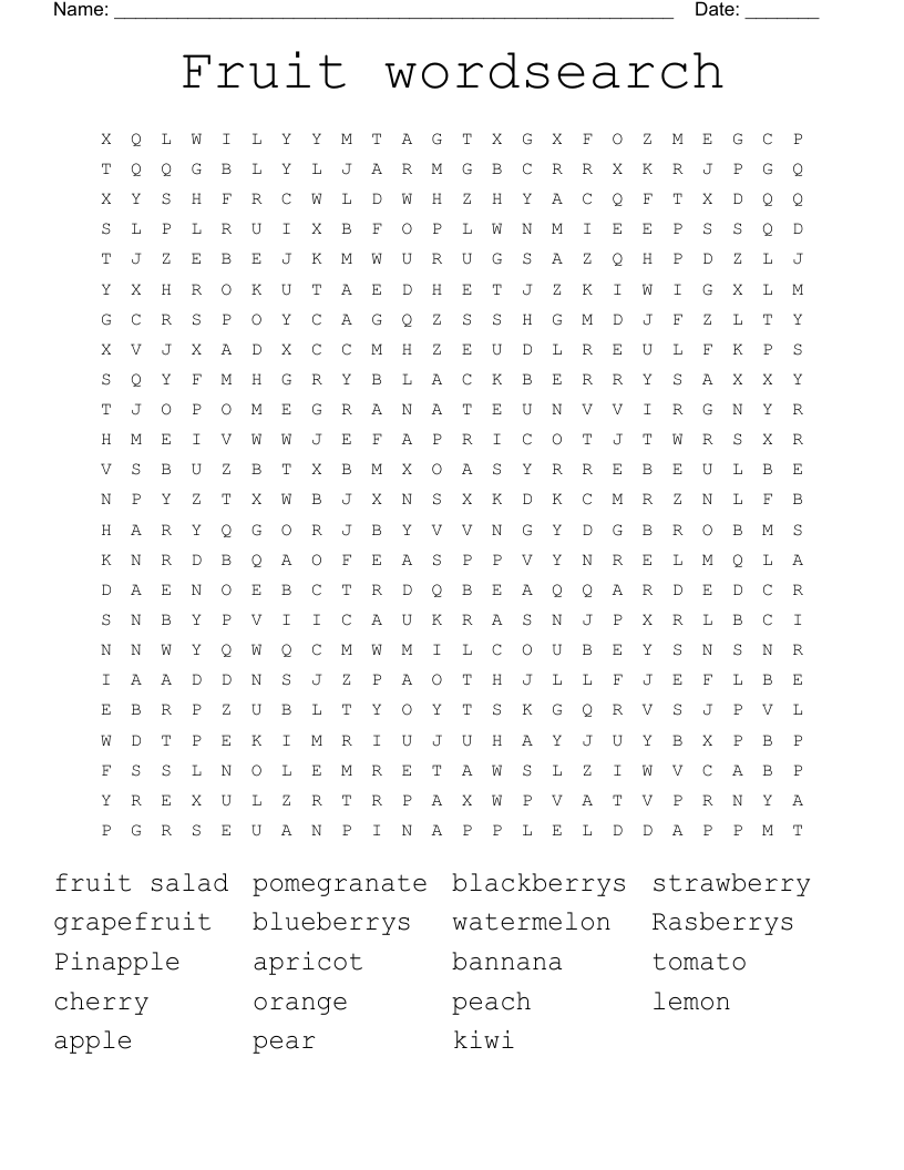Fruit wordsearch