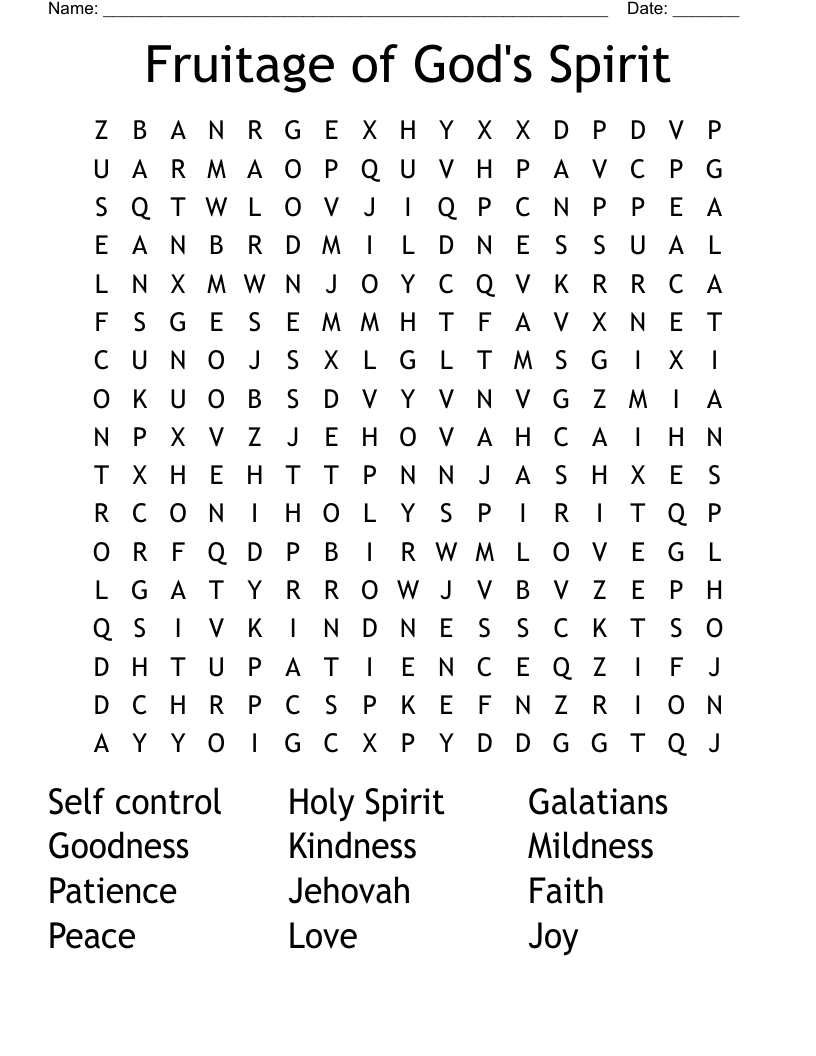 Fruitage of God's Spirit Word Search