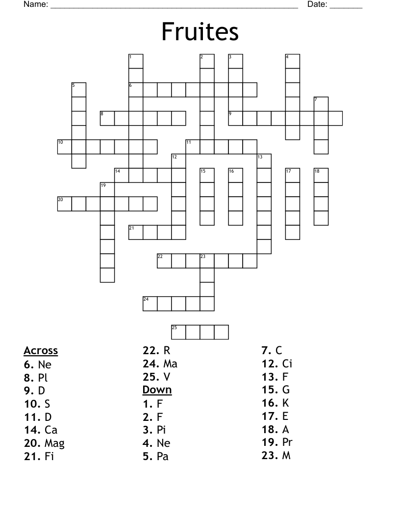 Fruites Crossword