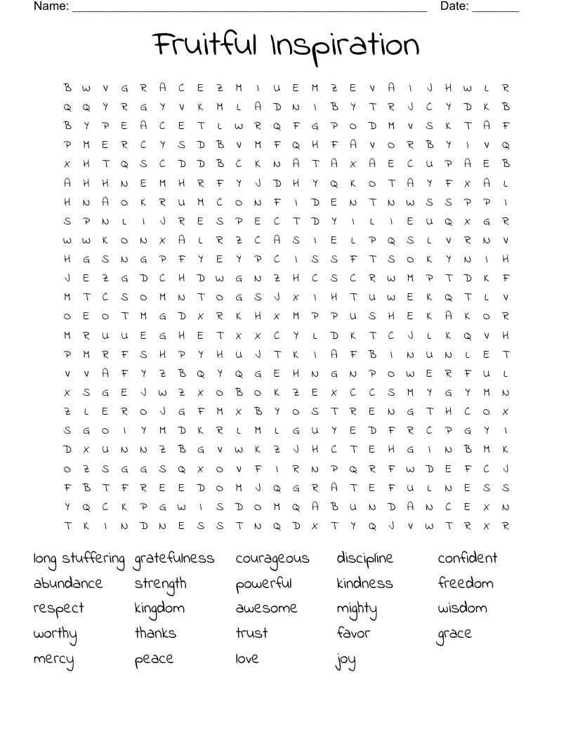 Fruitful Inspiration  Word Search