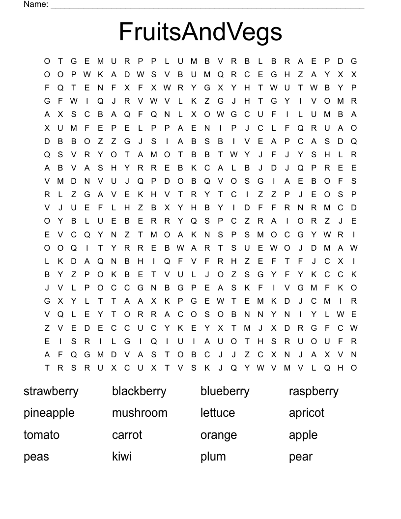 FruitsAndVegs Word Search