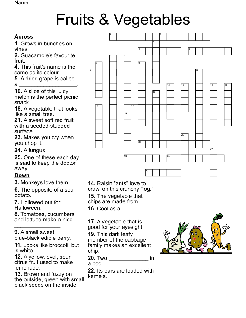Fruits & Vegetables Crossword