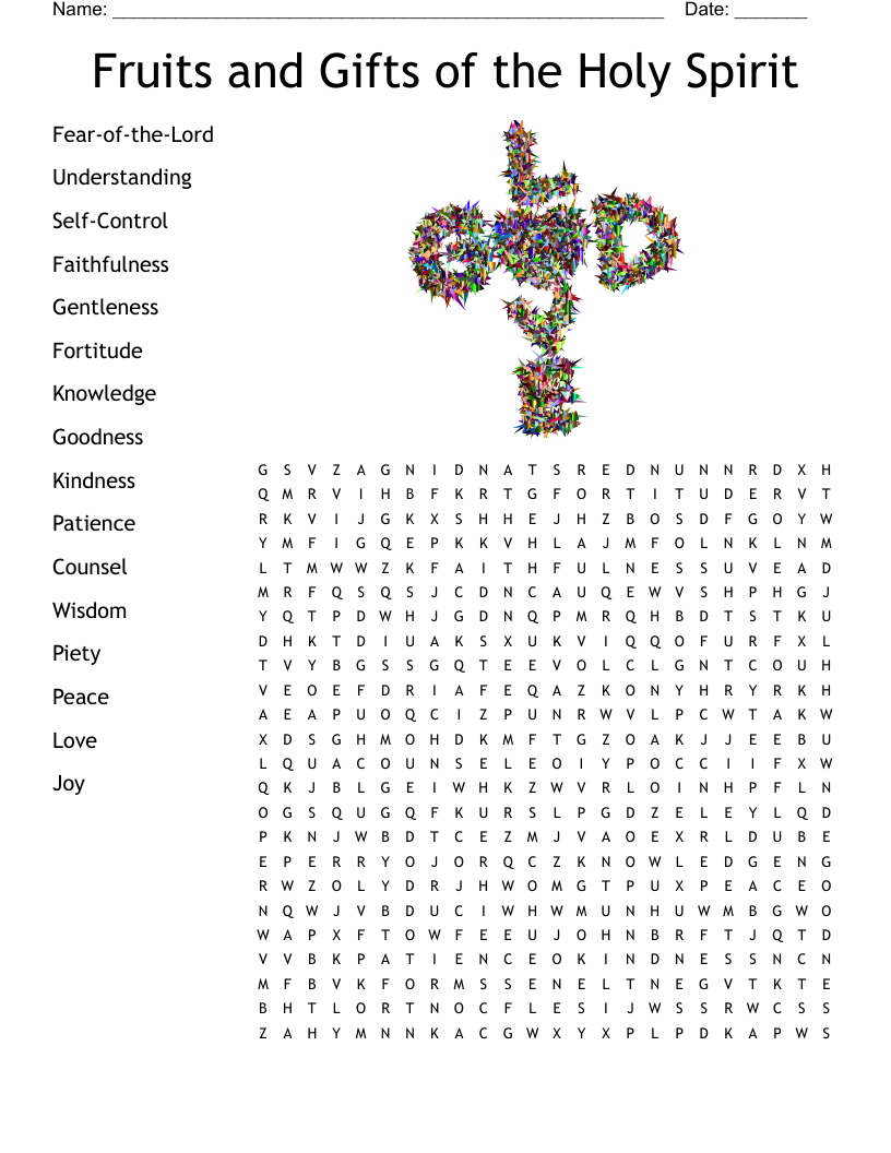 Fruits and Gifts of the Holy Spirit Word Search