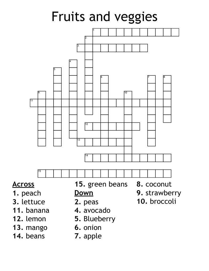 Fruits and veggies Crossword