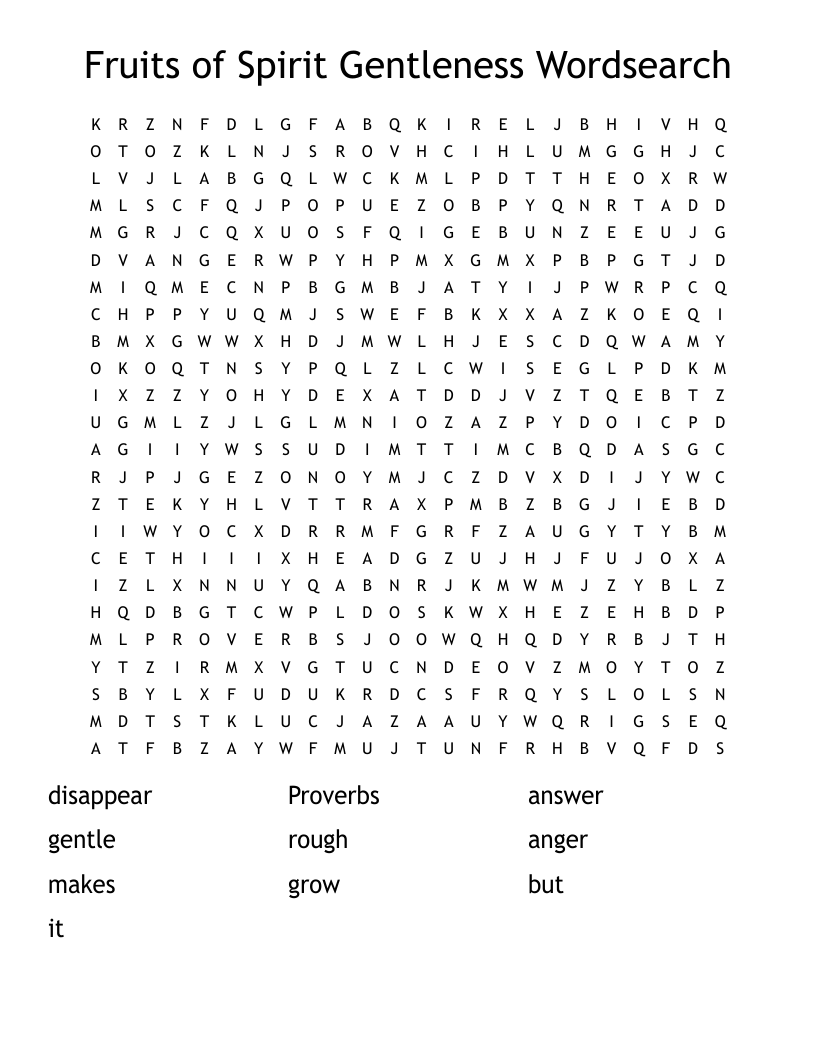 Fruits of Spirit Gentleness Wordsearch