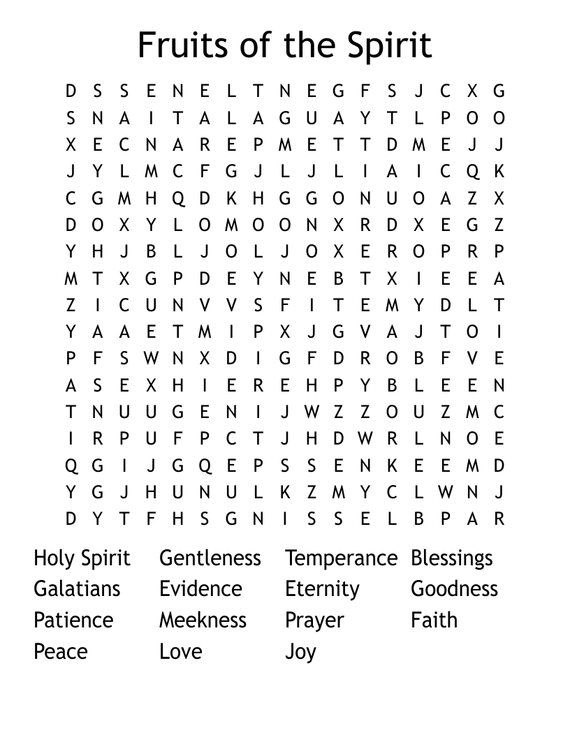 Fruits of the Spirit Word Search