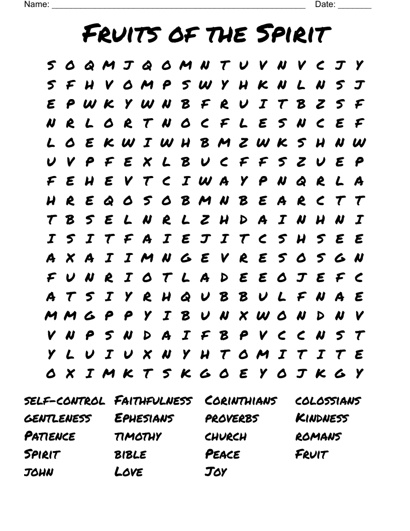 Fruits of the Spirit Word Search