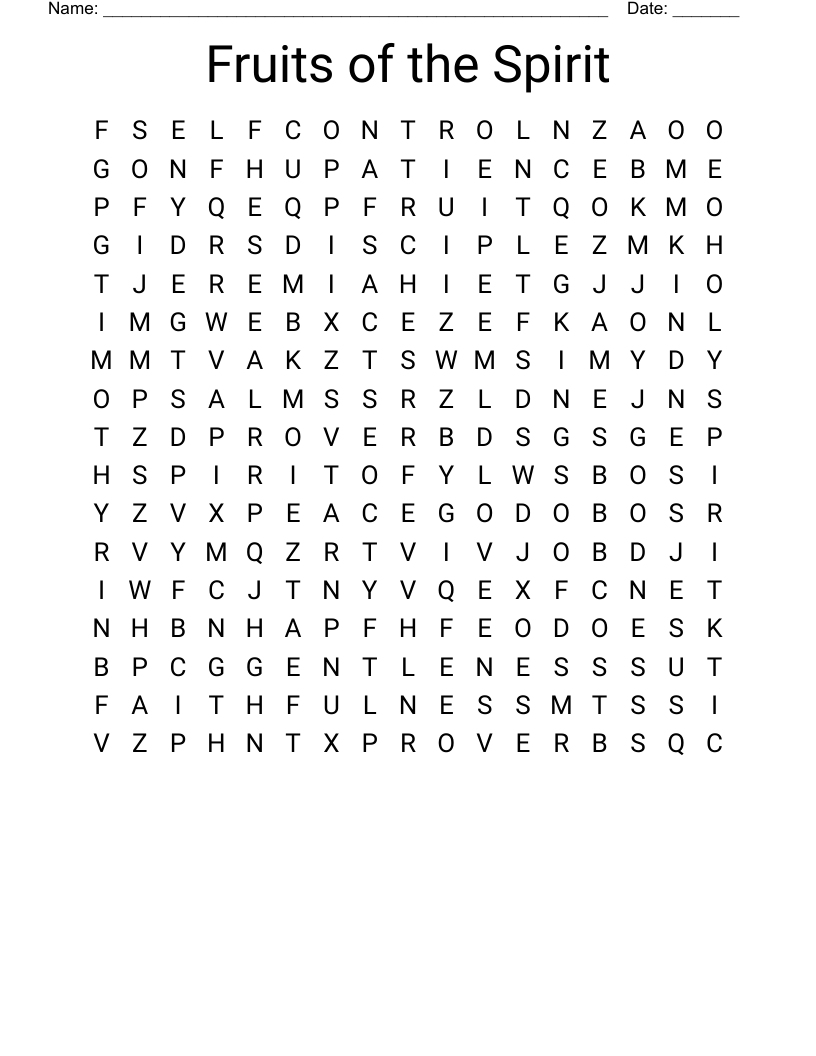Fruits of the Spirit Word Search