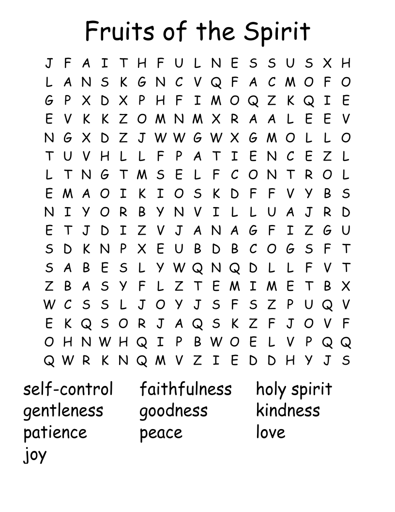 Fruits of the Spirit Word Search