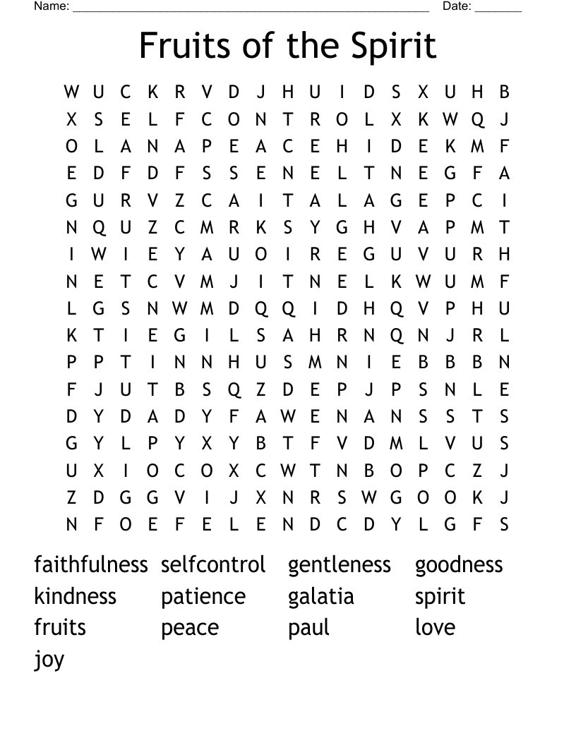 Fruits of the Spirit Word Search