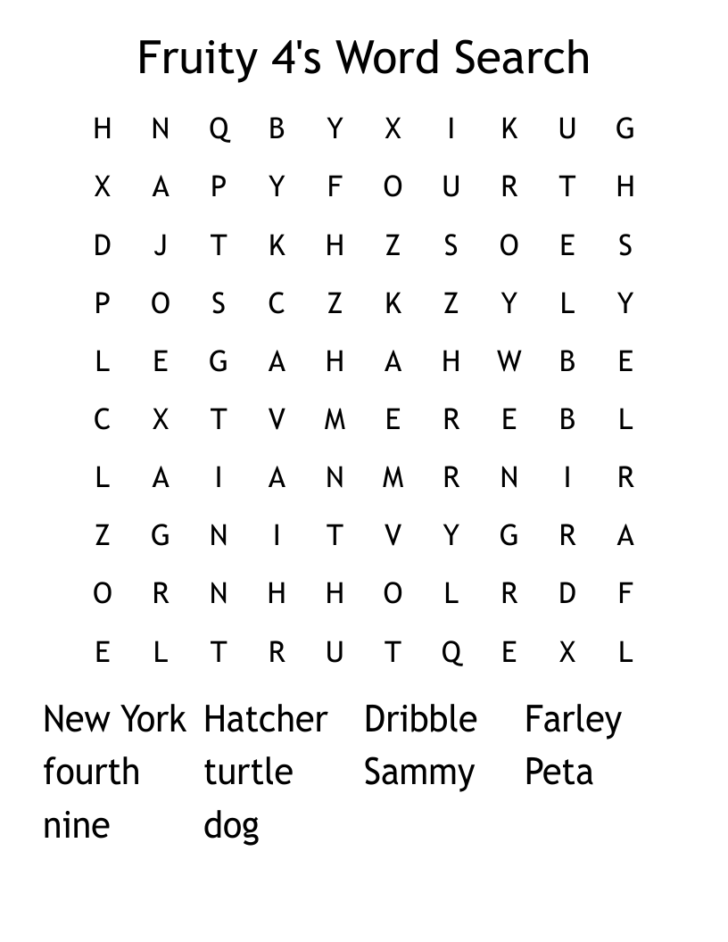 Fruity 4's Word Search