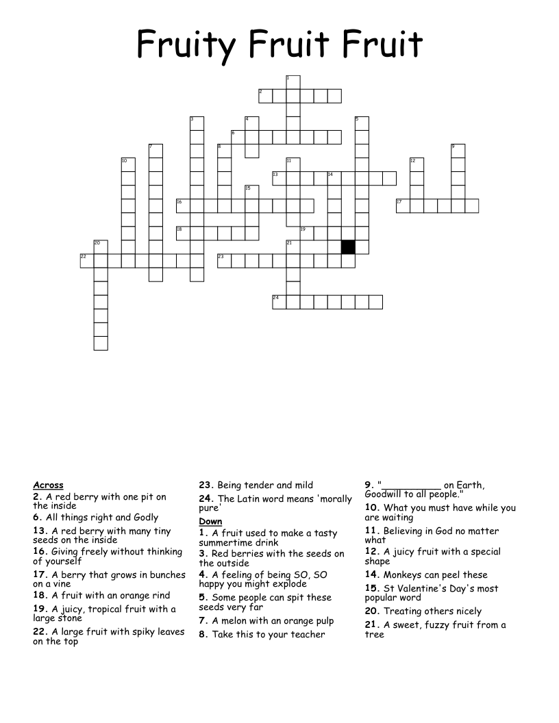 Fruity Fruit Fruit Crossword