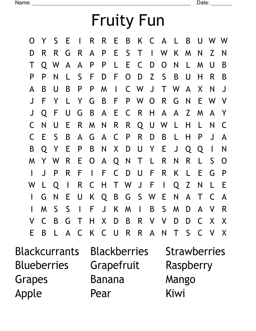 Fruity Fun Word Search