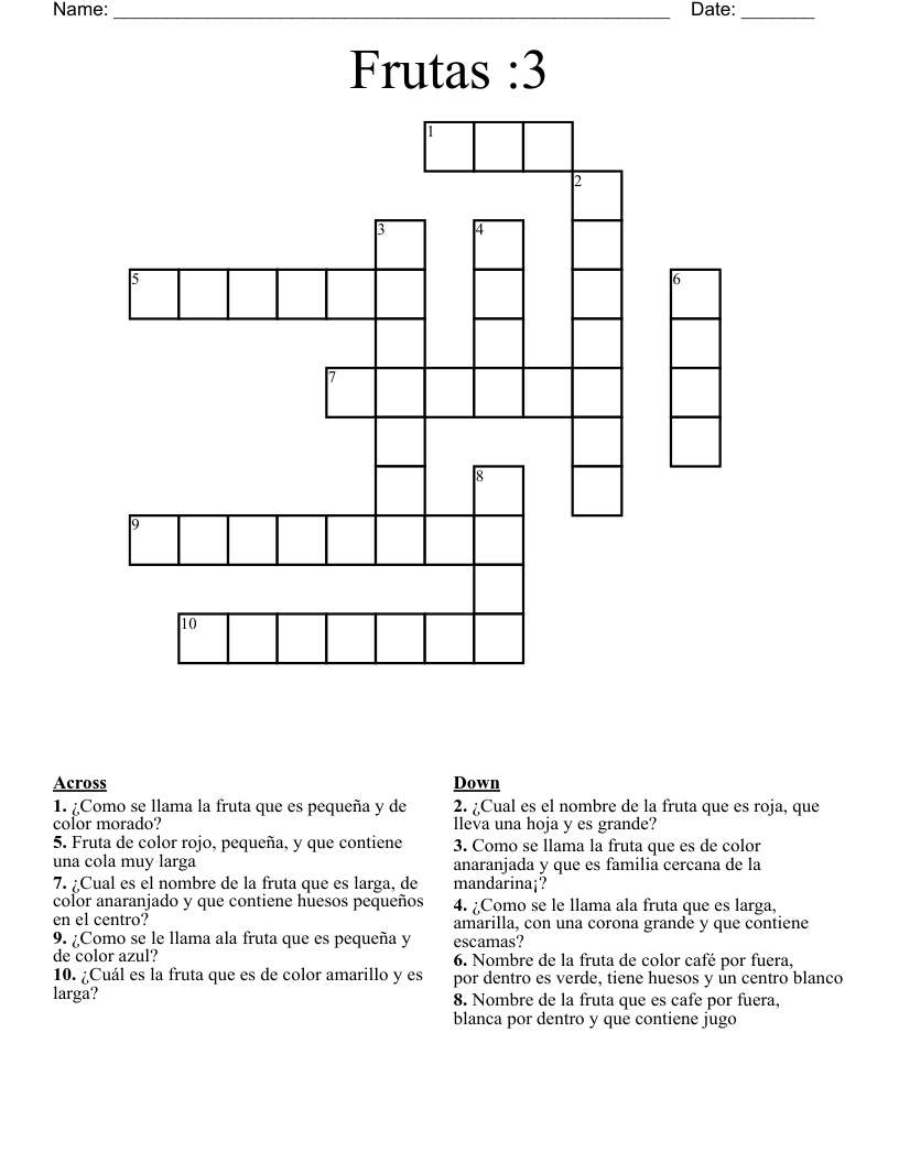 Frutas :3 Crossword