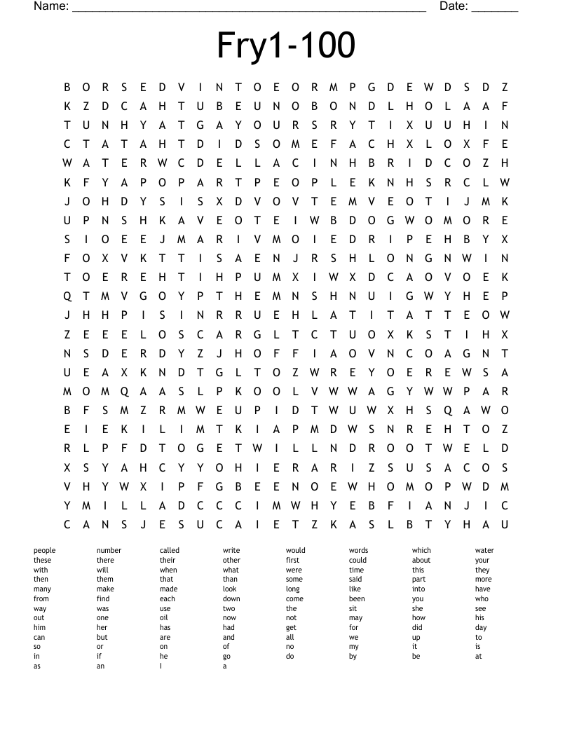 Fry1-100 Word Search
