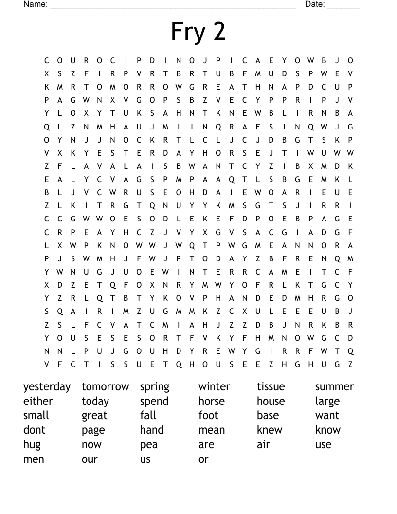 Fry 2 Word Search