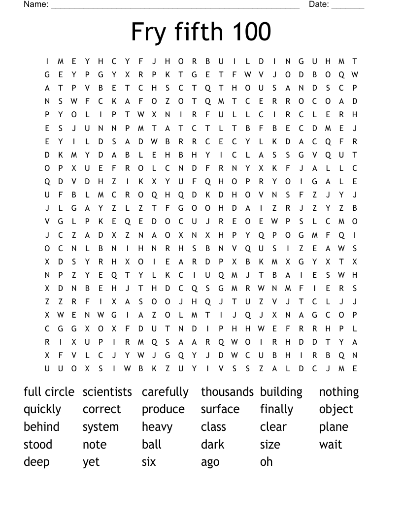 Fry fifth 100 Word Search