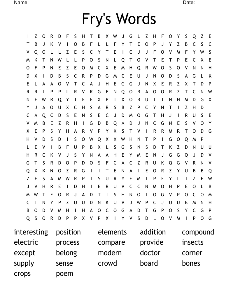 Fry's Words Word Search